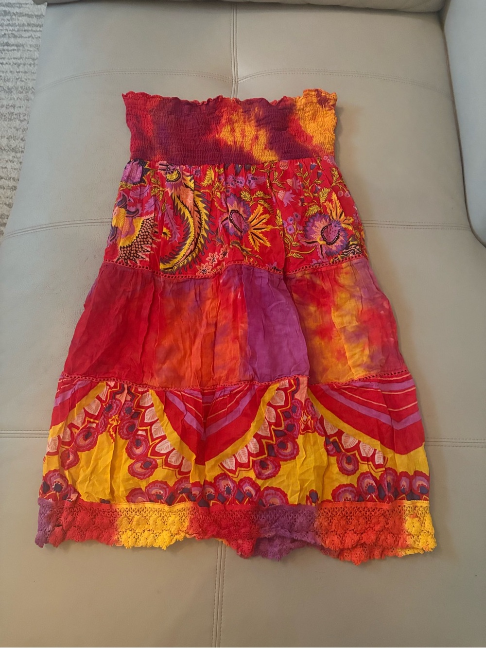 Jasmine Multicolor Boho Midi Skirt - Red, Yellow, Purple